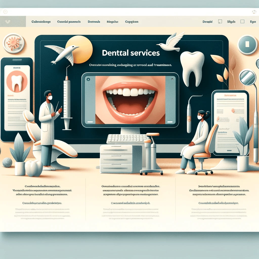 Angażująca strona internetowa gabinetu stomatologicznego od ROAN24, prezentująca szczegółowe opisy usług dentystycznych z zrównoważonym układem tekstu i obrazów
