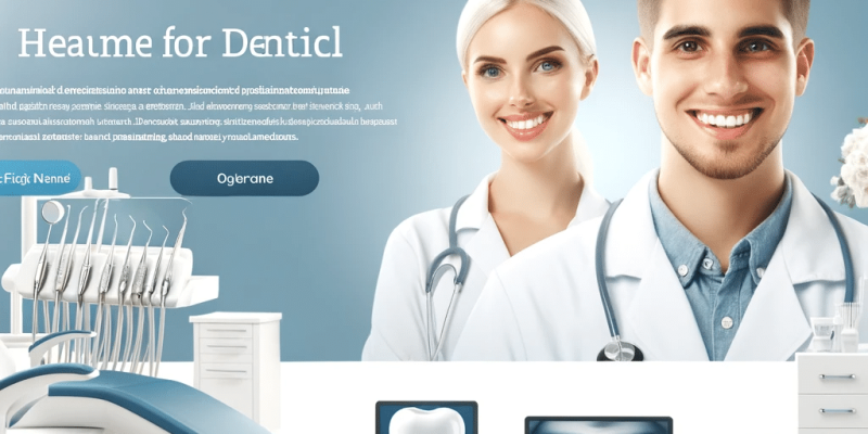 Nowoczesna i profesjonalna strona główna witryny internetowej gabinetu stomatologicznego, zaprojektowana przez ROAN24, z przejrzystym układem, usługami i przyjaznym kolorem biało-niebieskim.